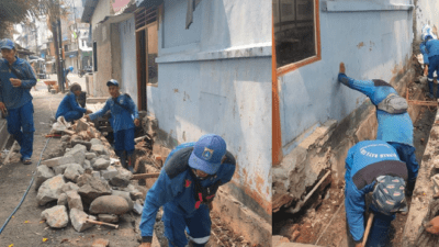 Bronjong Air Permukaan Gang Sadar Duripulo Dikuras Pasukan Biru SDA Gambir