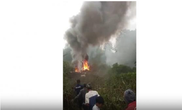 Helikopter terbakar di Ciwidey