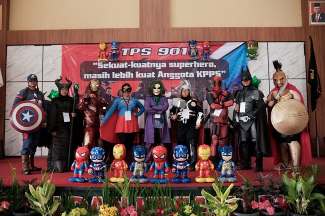 Superhero Amankan Pencoblosan Pemilu