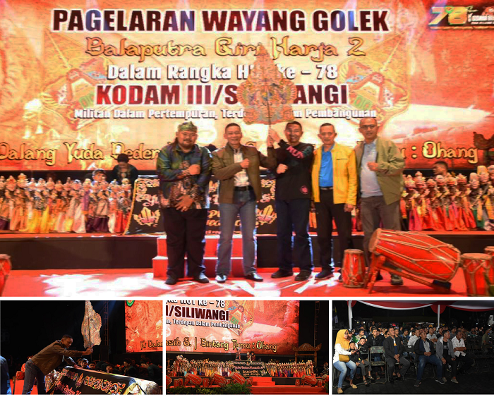 Kodam III/Siliwangi menggelar pertunjukan Wayang Golek dalam rangka Peringatan HUT ke-78 Kodam III/Slw di Lapangan Makodam III/Slw Jl. Aceh No. 69 Kota Bandung, Selasa 21/05/2024. (Foto: Ist.)