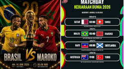 Jadwal Piala Dunia Minggu 14 Juni 2026 : Qatar Vs Swiss dan Brasil Vs Maroko